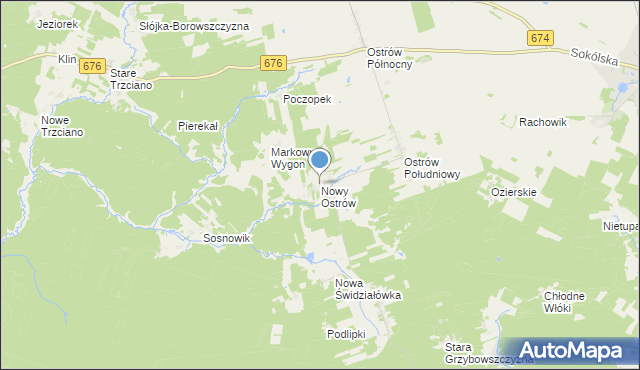 mapa Nowy Ostrów, Nowy Ostrów gmina Szudziałowo na mapie Targeo